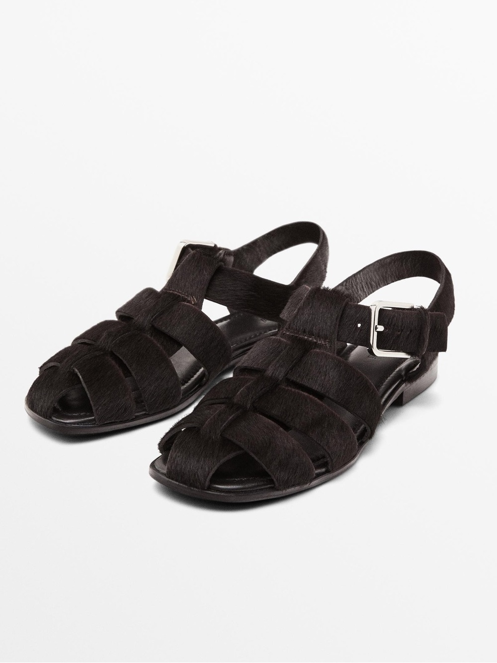 Massimo Dutti Fur-Strap Sandals